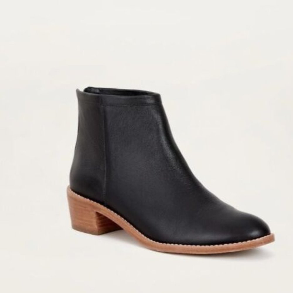 Loeffler Randall Felix Ankle Boot Black Leather Zip Block Heel